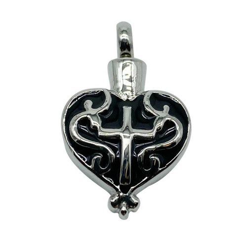 Black Heart With Cross Pendant