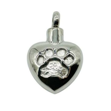Heart With Silver Inlay Paw Print
